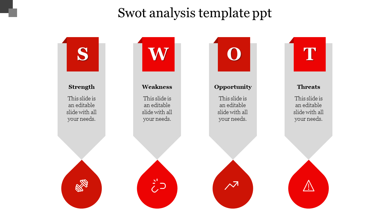 Free - Incredible SWOT Analysis Template PPT In Red Color